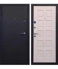 Дверь металлическая ТРОЯ черный шелк/беленый дуб
